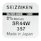 Seizaiken Seiko 357 / SR44W Silver Oxide 1.55V Batteries - 10 Pieces
