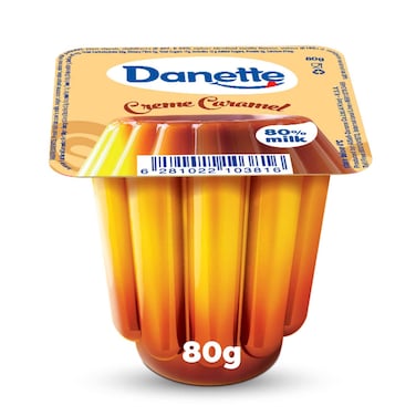 Danette, Cr&egrave;me Caramel, 80% Milk, Delicious Flan, Rich Caramel Flavour Snack, 80g