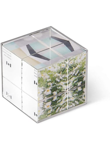 Umbra Ice Crystal Glass Cube Picture Frame &ndash; Holds Three 2.5 X 2.5 Photos, Nickel