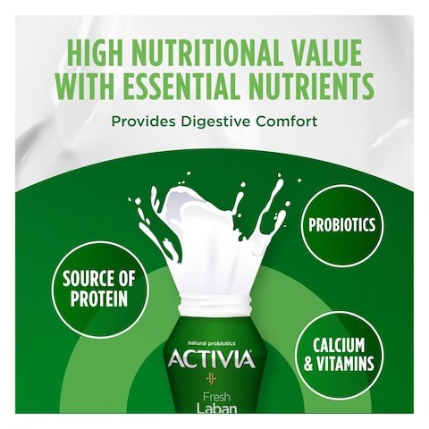 Activia Plain Dairy Full Fat Laban, Yogurt with billions of Probiotics, 180ml