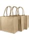 Eco-neutral - Jute Tote Shopping Bag   Bulk/Wholesale Eco-friendly Reusable Grocery Bags   Waterproof coating with soft handle - (Pack of 3)
