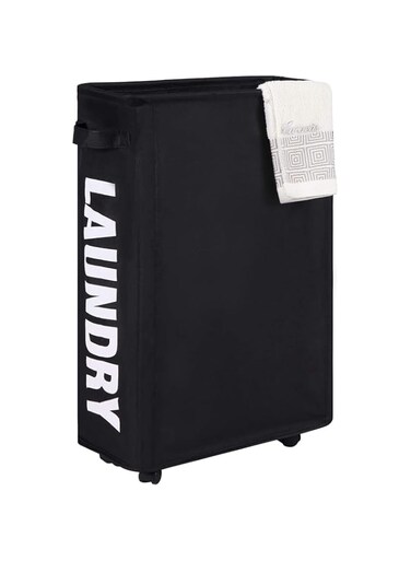 HommyFine Large 82L/115L Laundry Basket Collapsible Multi Color Laundry Bag 42L Wheel Laundry Basket Large Size Foldable 82L/115L Laundry Hamper Folding Washing Bin (Black Wheel 44L)