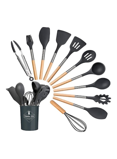 12-Piece Non-Stick Silicone Cooking Utensils Set Multicolour