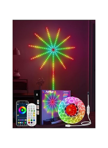 2.4G Bluetooth Smart USB Fireworks LED Light w/Remote &amp; APP Control Music Sync RGB Color Changing Fireworks Launch Effect LED Light Strip for Holidays,Party,Room Decor Sensory Lights