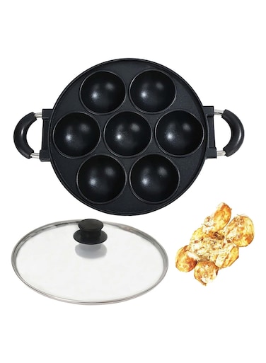 Japan large aperture takoyaki pan,cake mold baking pan,making masa (rice pancake),fry eggs,Poffertjes pan,Appam pan,Banh khot pan,Masa pan,cupcake pan,takoyaki maker,Nonstick,0.95kg(7 Hole)
