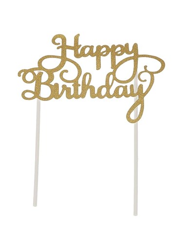 Generic VG-CS-PARTY-CTOP-1 Glitter Happy Birthday Cake Topper, Gold