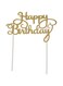 Generic VG-CS-PARTY-CTOP-1 Glitter Happy Birthday Cake Topper, Gold