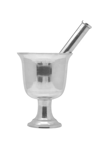 Raj Aluminum Mortar and Pestle Set - 13 cm, AMS003, Garlic Crusher , Manual Spices Grinder , Chutney Maker , Ideal for Ginger, Garlic, Herbs Grinder