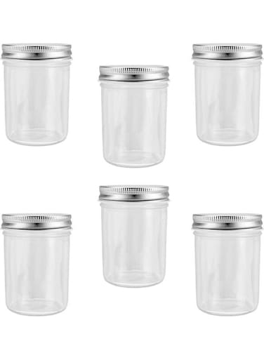 6-Piece Glass Jar Set Clear/Silver