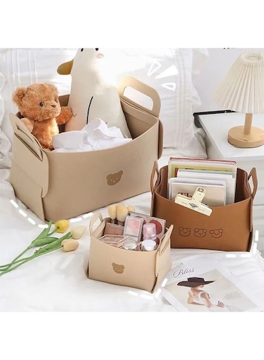 Large Capacity Felt Storage Basket,Folding Wardrobe Storage Box,Multifunctional Storage Box for Shelves, Clothes, Books, Shoes (Size M)