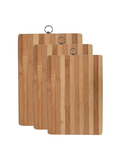 3Pack Bamboo Wood Cutting Chopping Set Serving Board with Stainless Steel Handle Suitable for Meat, Vegetables and Cheese -3 Size