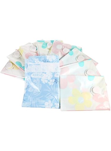 Dubai Gallery 11-Piece Vacuum Storage Bag Set With Hand Pump Pink/White/Yellow 60X40Centimeter