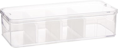 Food Storage Container With Handle - Kitchen Box Divided into 4 Lid Compartments Organizer for Spices, Jars, Packets and More &acirc;&euro;&rdquo; Clear 38x16.5x9.5cm