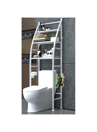 ECVV 3 Tier Over The Toilet Storage Rack Rust-Free &amp; Sturdy Metal Toilet Rack No Drill Over Toilet Shelves For Commode storage, Bathroom Space Saver, Toilet Organizer (White)