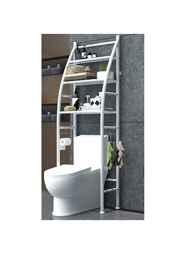 ECVV 3 Tier Over The Toilet Storage Rack Rust-Free &amp; Sturdy Metal Toilet Rack No Drill Over Toilet Shelves For Commode storage, Bathroom Space Saver, Toilet Organizer (White)