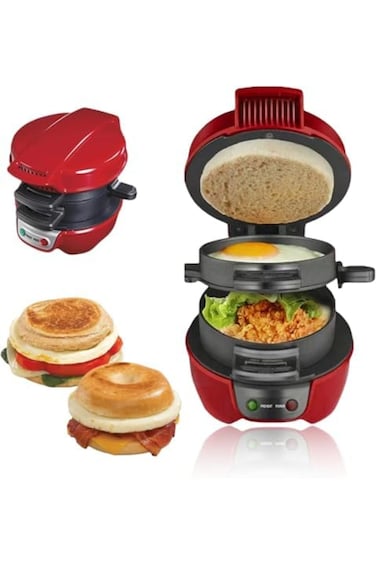 Sandwich Toaster and Burger Maker with Egg Rings and Timer, Non-Stick Ceramic Plates, Easy Cl
