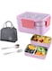 Bento Box, Lunch Box, 2 Tier Stainless Steel Bento Lunch Box with 3 Compartments and Cutlery (Spoon &amp; Fork) for Kids and Adults, Leakproof   BFA Free   Allow Dishwasher 1000ml (Pink)