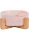 HCHLQLZ Pink Marble Pet Bowls for Dogs and Cats, Ceramic Bowls, Bamboo Stand, Dishwasher Safe and Easy to Clean