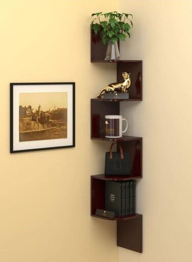 Twist Fancy Zigzag Wall Mount Floating Corner Wall Shelf