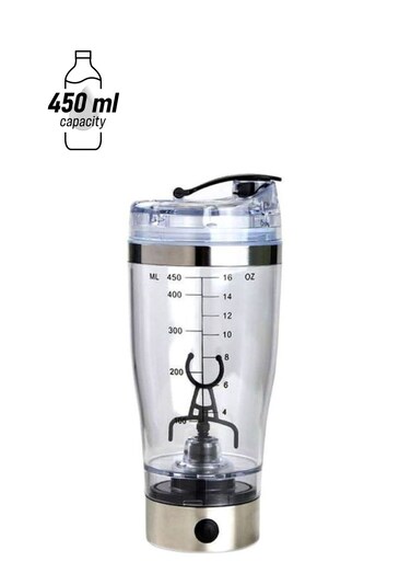Shaker Mixer Cup With Detachable Mixer Clear/Silver 3x3x4inch
