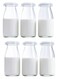200ml Glass Milk Bottle with White Lids, Reusable Juice Bottles, Dairy Drinking Containers, Small Glass Bottles for Milk, Juice, Yogurt, Smoothies, Honey, Tomato Sauce, Jam, Syrup (Pack of 6)