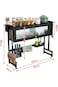 3-Tier Over-Sink Dish Drying Rack, Heavy Duty with Cabinet &amp; Utensil Holder, Black Metal Drainer