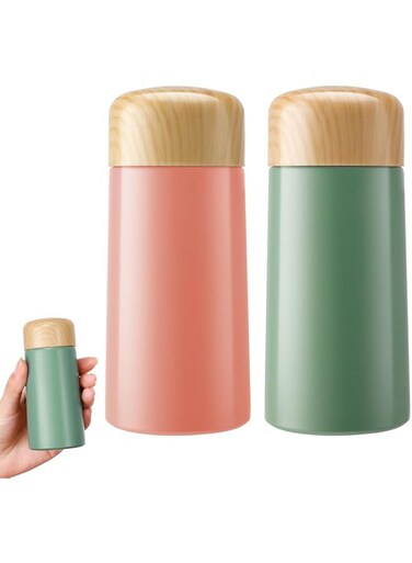 150ml Small Flask, 2 Pack Stainless Steel Mini Flask Vacuum Thermal Flask Cup for School, Travel, Work, Double Wall Vacuum Insulation Small Flasks 304 Stainless Steel Small Bottles for Milk Coffee Tea