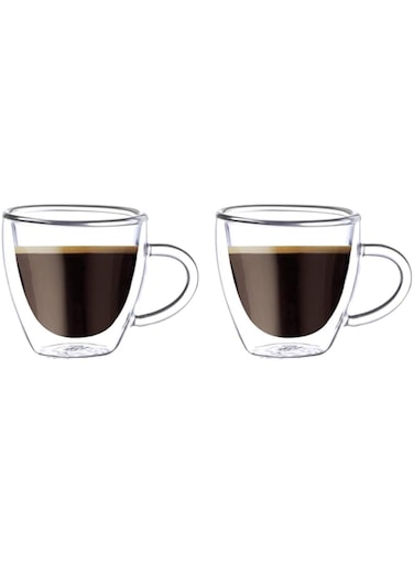 BLACKSTONE Double Wall Glass Tumbler Cups, Suitable for coffee or tea, Coffee cups 2PCS SET 80ML - DH908