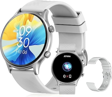 PEJE ZW04 Smart Watch,1.39" HD Display,Muslim Prayer Alerts, SpO2/Heart Rate/Sleep Monitor,120+ Sports Modes, IP68 Waterproof,Bluetooth Calling + Extra Strap - Compatible with iOS &amp; Android (Silver)