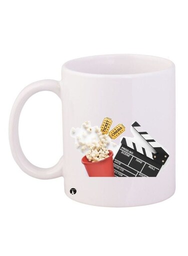Popcorn Printed Coffee Mug White/Black/Red 11ounce