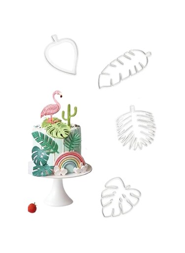 Sweet seven Tropical Leaf Cookie Cutter Set - 8-Piece Fondant &amp; Gum Paste Mold for Cake Decoration, Palm &amp; Flowers Shapes, Creative Baking Fun
