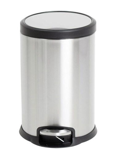 Stainless Steel Trash Bins, Recycle Bins, Round Step Waste Bin with Soft Close Lid, Durable Cantilever Foot Pedal Mechanism Steel Step Trash Can Wastebasket, Garbage Container Bin (12 Liters)