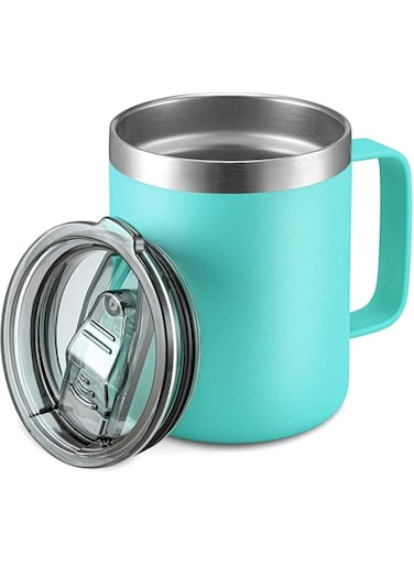 Coffee Mug, 12 Oz Stainless Steel Insulated Coffee Mug with Handle, Double Wall Vacuum Travel Mug, Tumbler Cup with Sliding Lid, for Hot and Cold Drinks Tea (Mint Green)