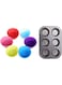 ECVV 6 Slot Muffins Tray with 6 Pcs Paper Cake Cup Liners   Cupcake Cases   Round Shape Baking Cups   Reusable Silicone   for Handmade Soap, Biscuit Chocolate   Random Color