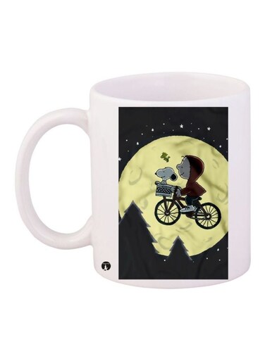 Snoopy Dog Printed Coffee Mug White/Black/Green 11ounce