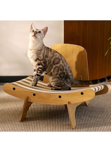 NeoStyle Cardboard Cat Scratcher with Solid Wood Frame,Cat Sofa Scratcher,Cardboard Corrugated Replaceable Cat Scratching Pad,Cat Scratchers for Indoor Cats of Small Medium Size