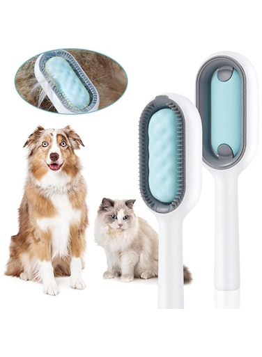 Dog Brush Cat Brush Grooming Comb, Self Cleaning Cat Dog Slicker Brushes, Pet Grooming Massage Brush Tool, Gently Removes Loose Undercoat, Mats Tangled Hair Slicker Brush for Pet Massage (BLUE)