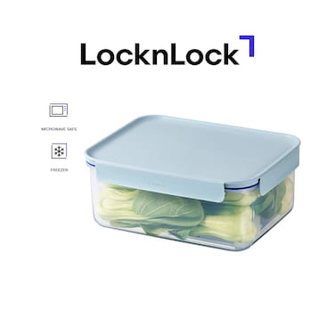 LocknLock Classic Plus Rectangle Food Container 2.75L &ndash; Mint, 4-Side Locking, Stackable &amp; Leakproof