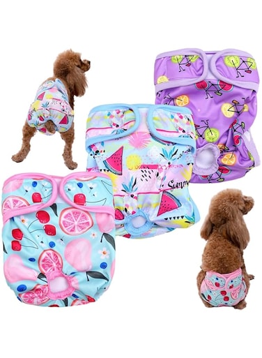 Reusable Dog Nappies, Super Absorbent Dog Period Pants, Adjustable Strap Period Pants for Female Pet, Dog Diapers Puppy Sanitary Wraps Panties, Doggy Puppy Diapers, Suit for Waist 40-50cm Dog(3 Pcs)