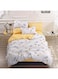 4-Piece Printed Duvet Cover Set Polyester Yellow/White