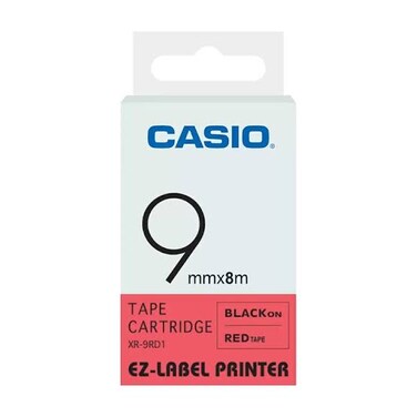CASIO 9mm Black on Red EZ-Label Cartridge   XR-9RD1