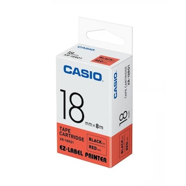 CASIO 18mm Black on Red EZ-Label Cartridge   XR-18RD1