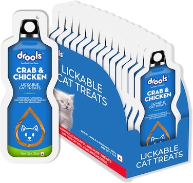 Creamy Lickable Cat treat Crab &amp; Chicken (30gm x 15) Total 450g, Rich In Protein, Promotes Hydration, No Artificial Preservatives, Best For Training &amp; Bonding, For Kitten &amp; Adult