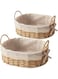 LQZHBDWZ 2-Pack Oval Woven Home Storage Baskets with Washable Liner, Paper Rope Storage Baskets Straw Rattan Basket for Organizing with Handle, Cosmetic Storage Box