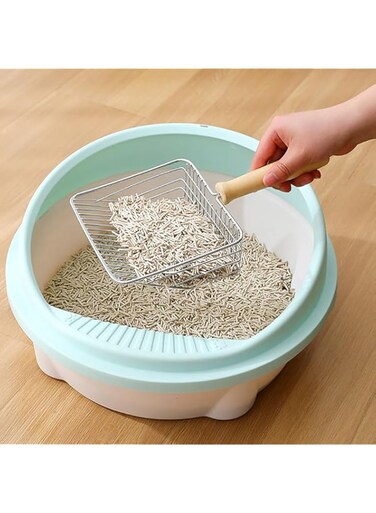 MUMOO BEAR Cat Litter Scoop Metal Cat Litter Scooper Stainless Steel Cat Litter Shovel Pet Litter Cleaner Tool Cat Supplies (Silver)