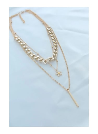 Steel Gold Color Multiple Chain Necklace