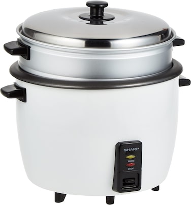 Sharp 900W 2.8L(15 Cups) 2-in-1 Non-Stick Rice Cooker &amp; Food Steamer with Keep Warm Function, White - KS-H288S-W3