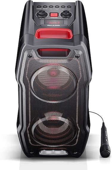 SHARP PS-929 180W High Power Portable Party Speaker Hi-Fi System with Built in Rechargeable Battery, Flashing Disco Lights &amp; Strobe, TWS, Bluetooth, USB, Aux &amp; Microphone &ndash; Black