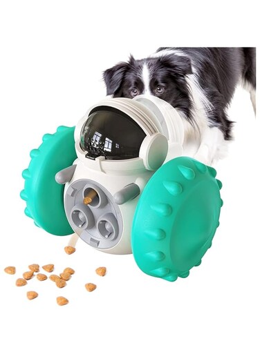 Chulovs Pet Treat Dispensing Puzzle Slow Feeder Toys for Small Medium Dogs Fun Multifunction Interactive Chase Dog Cat Toys,Pet Leaky Food Tumbler Toy (Lake Blue)