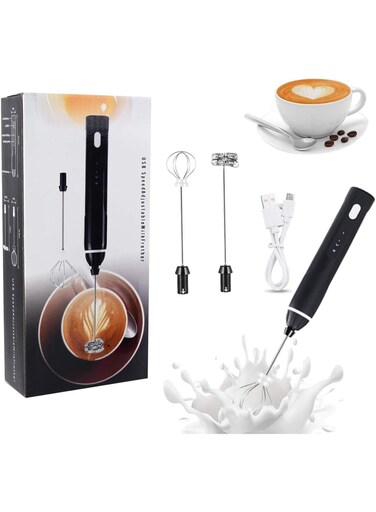 Milk Frother 3 Speeds Handheld Foam Maker With Stainless Whisk For Coffee, Latte, Cappuccino, Chocolate, Milk Tea
